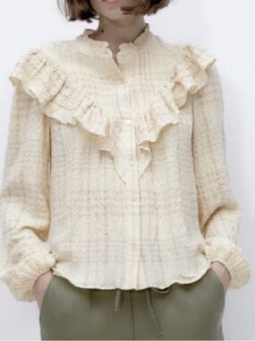Zara Peasant Blouse XS Long Sleeve
Textured Check Plaid Boho Heritage
Ruffle NEW